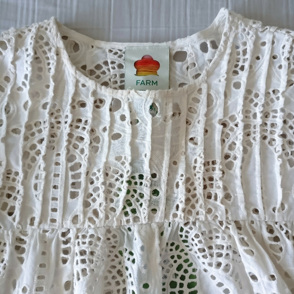 NWT Farm Rio Palm Tree Richelier Lace Eyelet Blouse XS - Picture 10 of 16